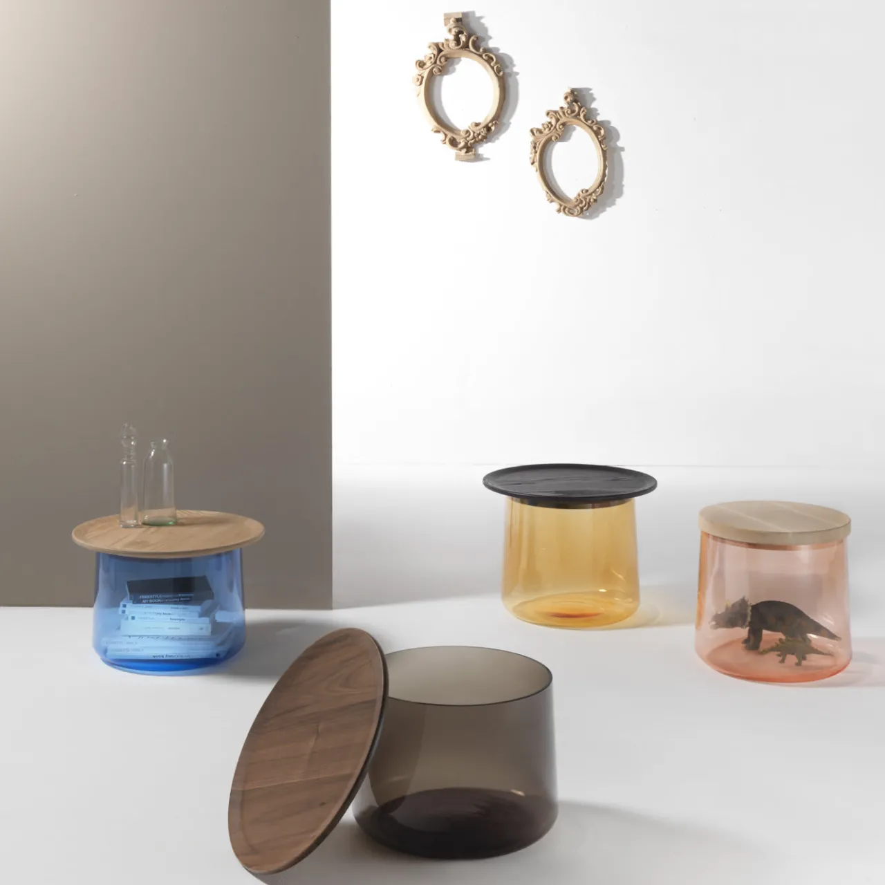 Durame Side Tables<Tea Amber/Stained Oak Side Table