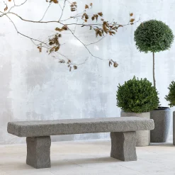 Veltha Outdoor Stone Design Outdoor Sofas & Benches<Tempore gray travertino stone outdoor bench