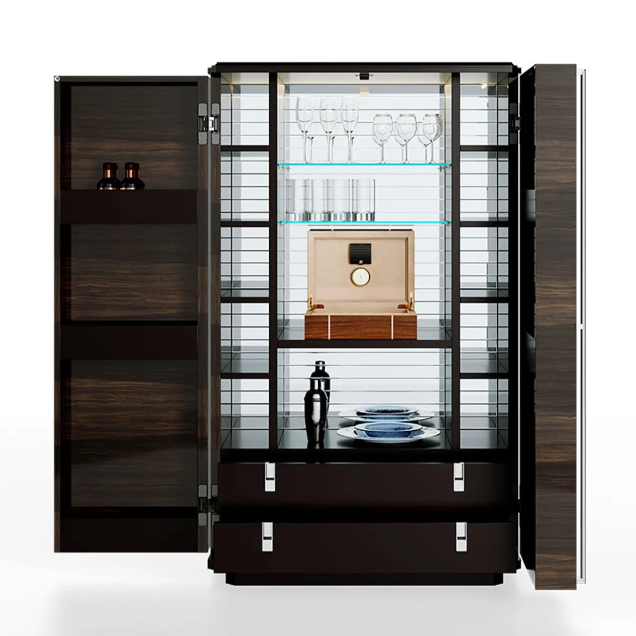 Ultramobili Cabinets<Teomondo 2-Door Smoked Eucalyptus Bar Cabinet