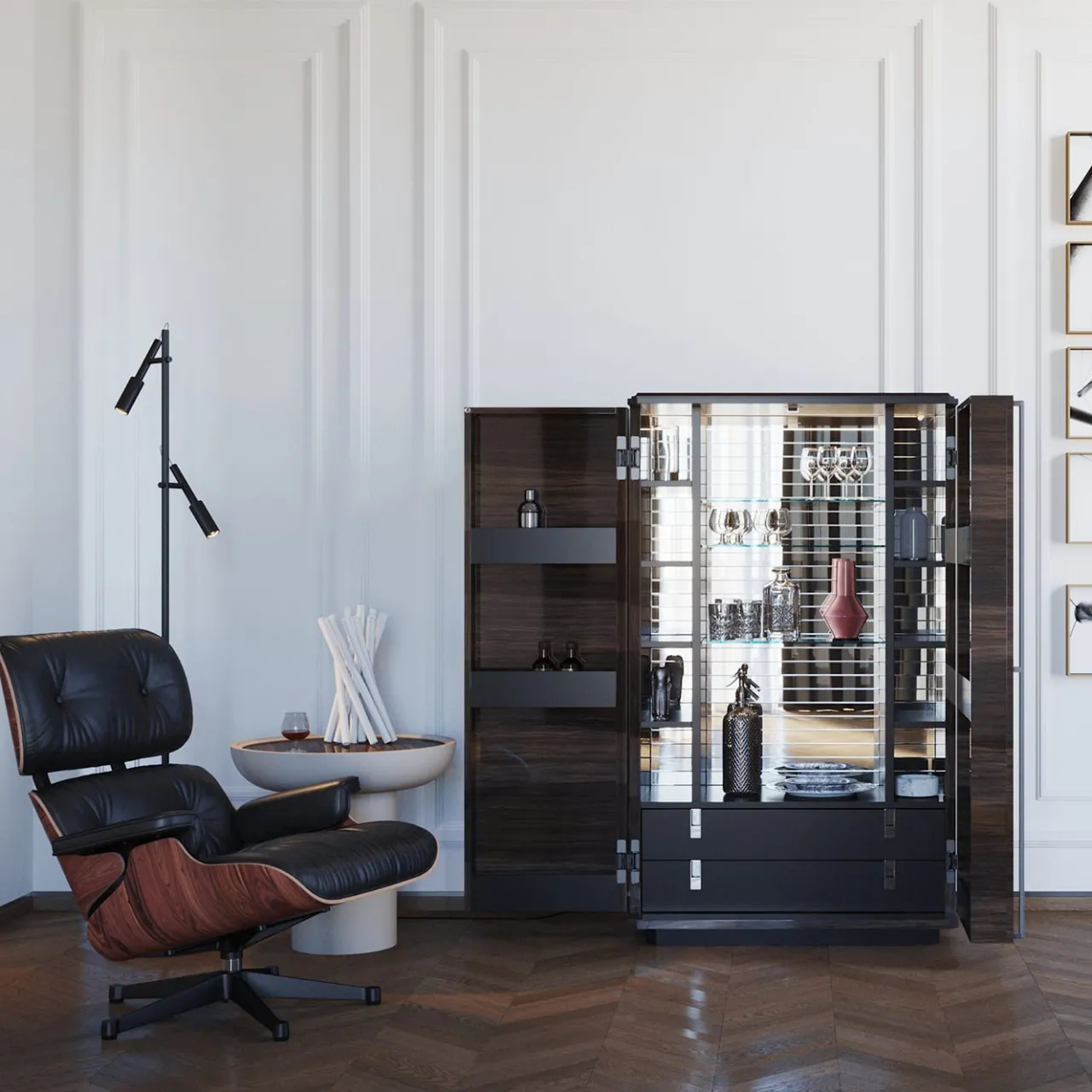 Ultramobili Cabinets<Teomondo 2-Door Smoked Eucalyptus Bar Cabinet