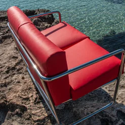 TrackDesign Outdoor Sofas & Benches<Teres Two-Seater Red Leather In & Outdoor Sofa