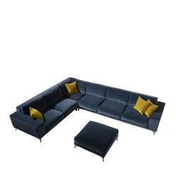 Mantellassi 1926 Ottomans & Poufs<Tesla blue velvet square pouf