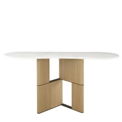 Morica Design Consoles<Tetris Console Table with Carrara Marble Top & Oak Wood Legs