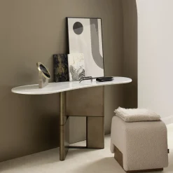Morica Design Consoles<Tetris with Marble Top & Wood Bronze Lacquered Legs Console