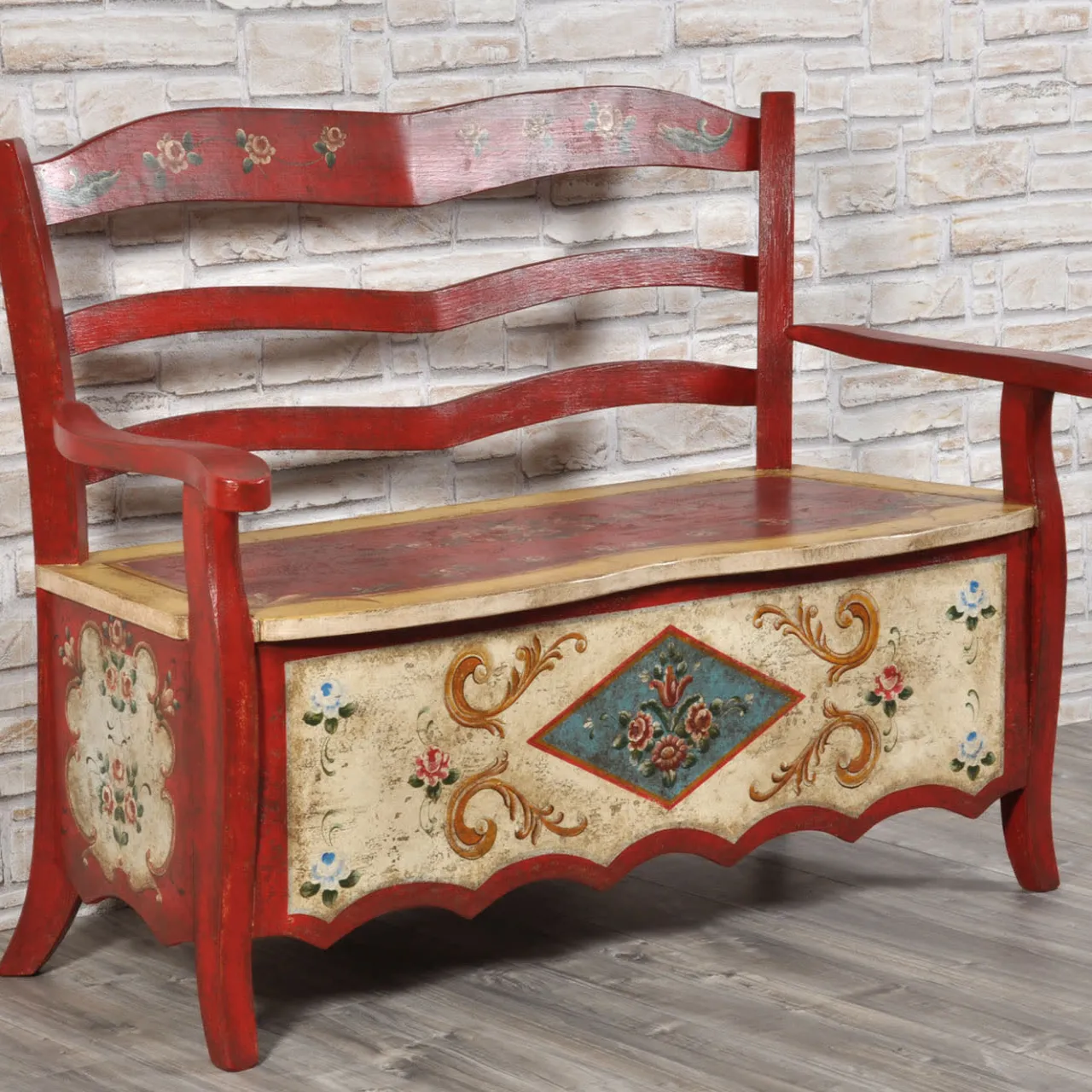 Vangelista 1960 Benches<17th-Century-Style Tyrolean Baroque Storage Bench