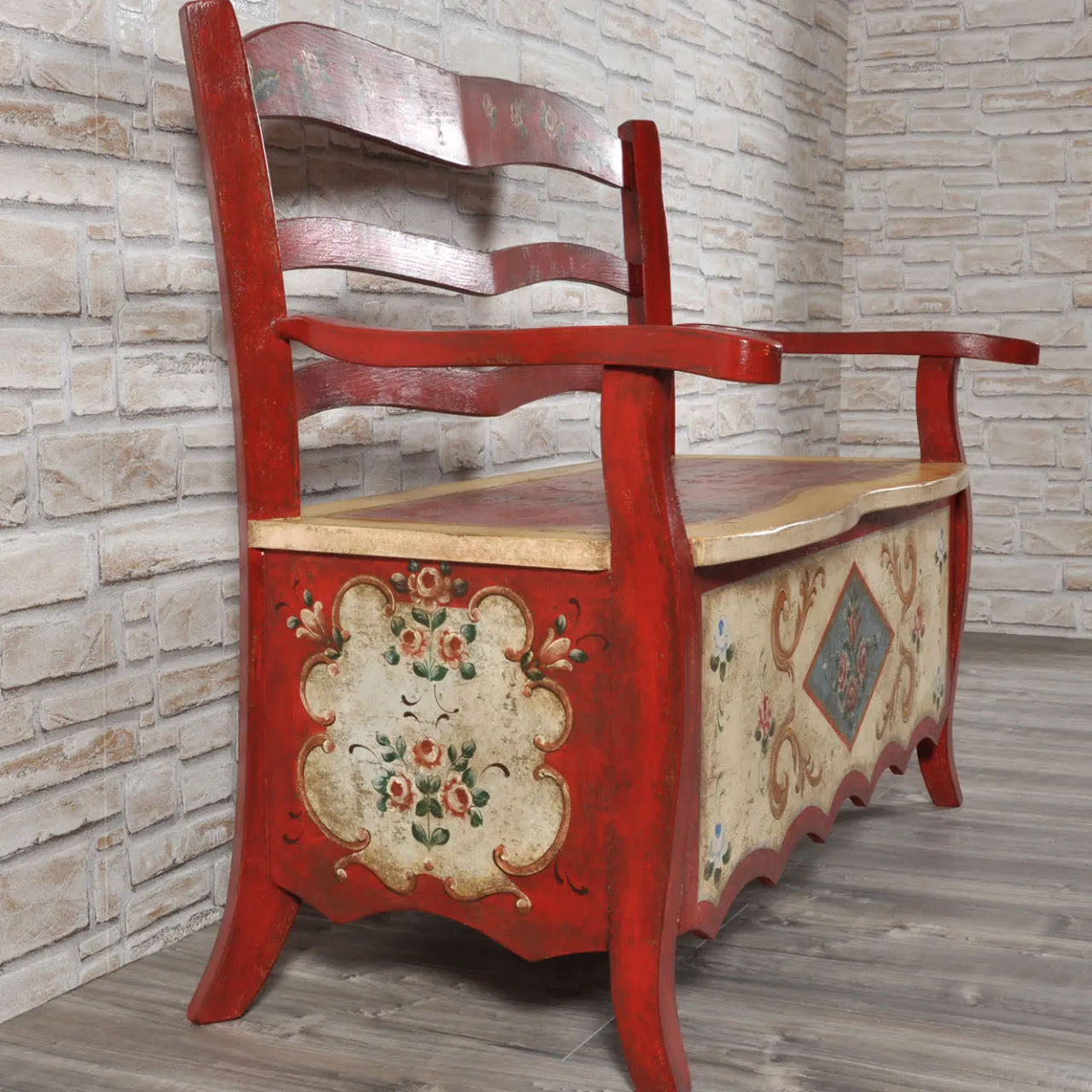 Vangelista 1960 Benches<17th-Century-Style Tyrolean Baroque Storage Bench