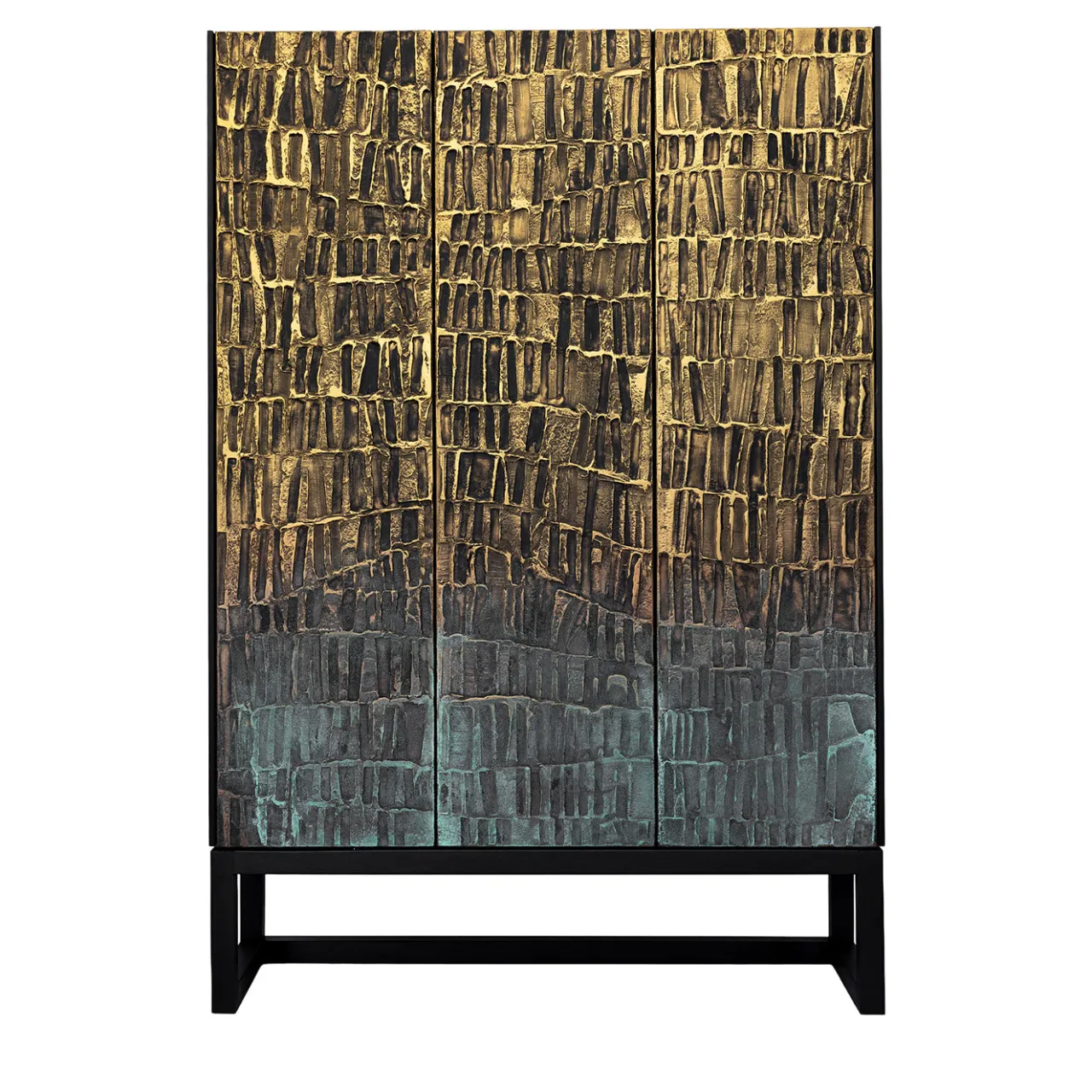 BottegaNera Furniture Cabinets<Three-Door Textured Gold Cabinet