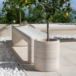 Veltha Outdoor Stone Design Outdoor Sofas & Benches<Tinia Beige Travertine Stone outdoor Bench