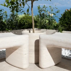Veltha Outdoor Stone Design Outdoor Sofas & Benches<Tinia Beige Travertine Stone outdoor Bench