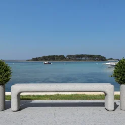 Veltha Outdoor Stone Design Outdoor Sofas & Benches<Tinia gray peperino stone outdoor bench