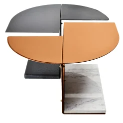 DareForma Nesting Tables<Tito One brown and black metal with white Carrara marble base Nesting Tables