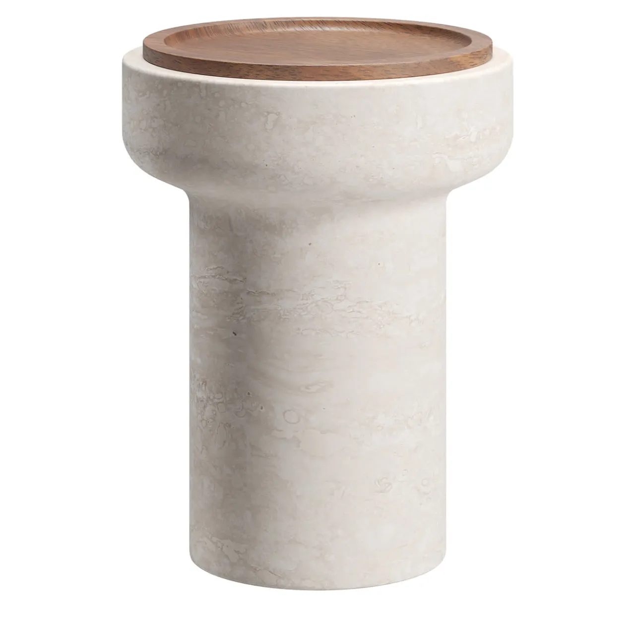 MMairo Side Tables<Tivoli Side Table in travertine and walnut by Ivan Colominas