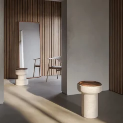 MMairo Side Tables<Tivoli Side Table in travertine and walnut by Ivan Colominas