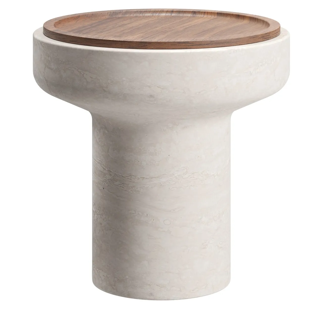 MMairo Side Tables<Tivoli Side Table in travertine and walnut by Ivan Colominas