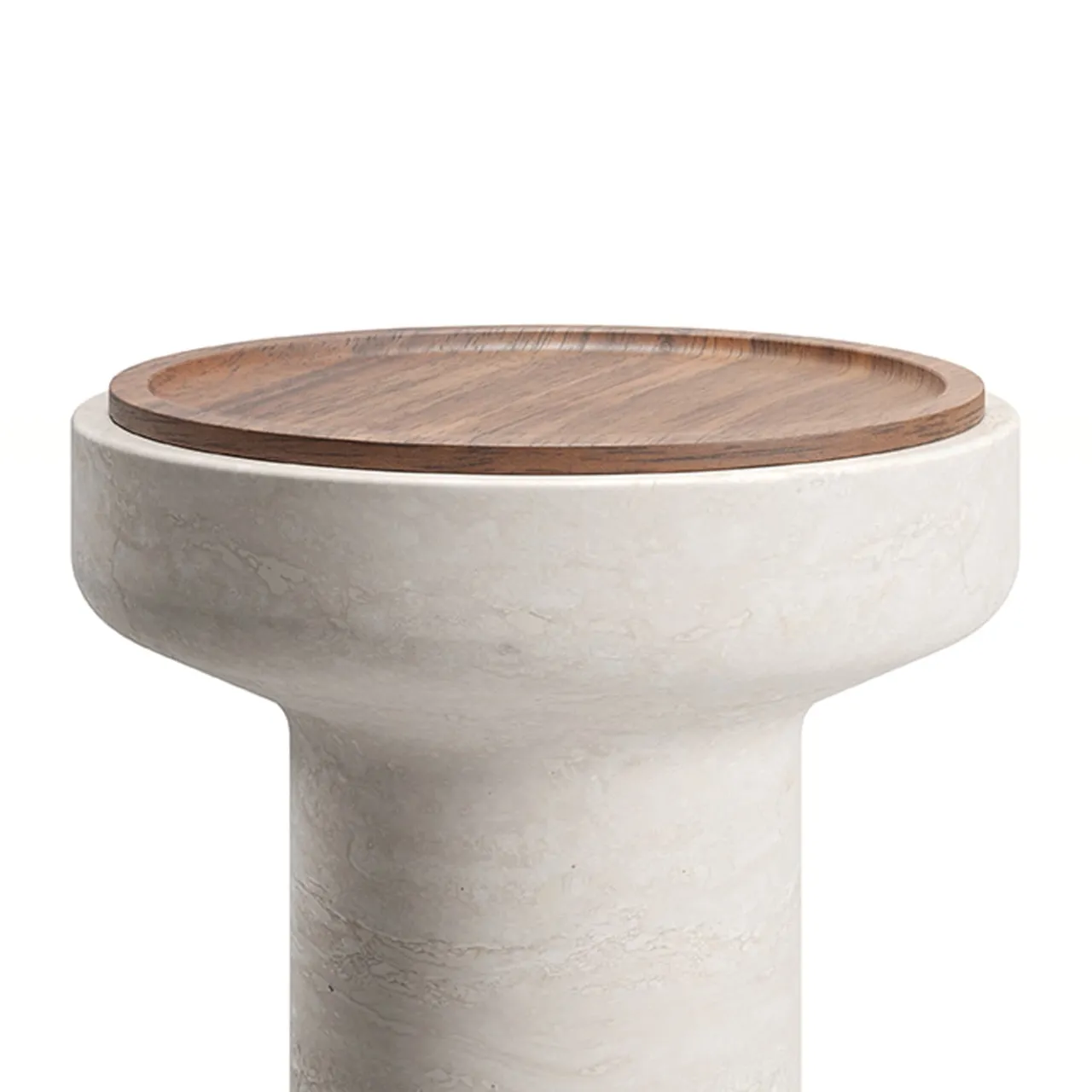 MMairo Side Tables<Tivoli Side Table in travertine and walnut by Ivan Colominas