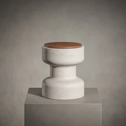 MMairo Stools<Tivoli Stool in travertine and walnut by Ivan Colominas
