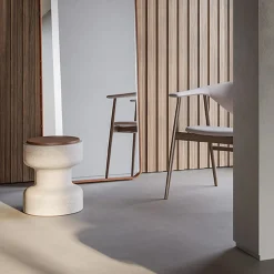 MMairo Stools<Tivoli Stool in travertine and walnut by Ivan Colominas