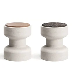 MMairo Stools<Tivoli Stool in travertine and marble by Ivan Colominas
