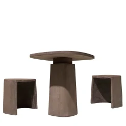 Internoitaliano Outdoor Dining Tables<Tobacco Set of Gioi Table and 2 Cave Stools