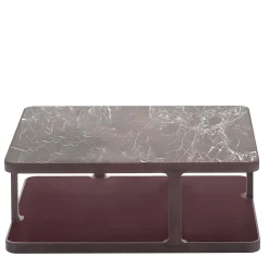 Alivar Coffee Tables<Toledo matte Amaranth solid ash wood Coffee Table with Rosso Levanto Marble Top