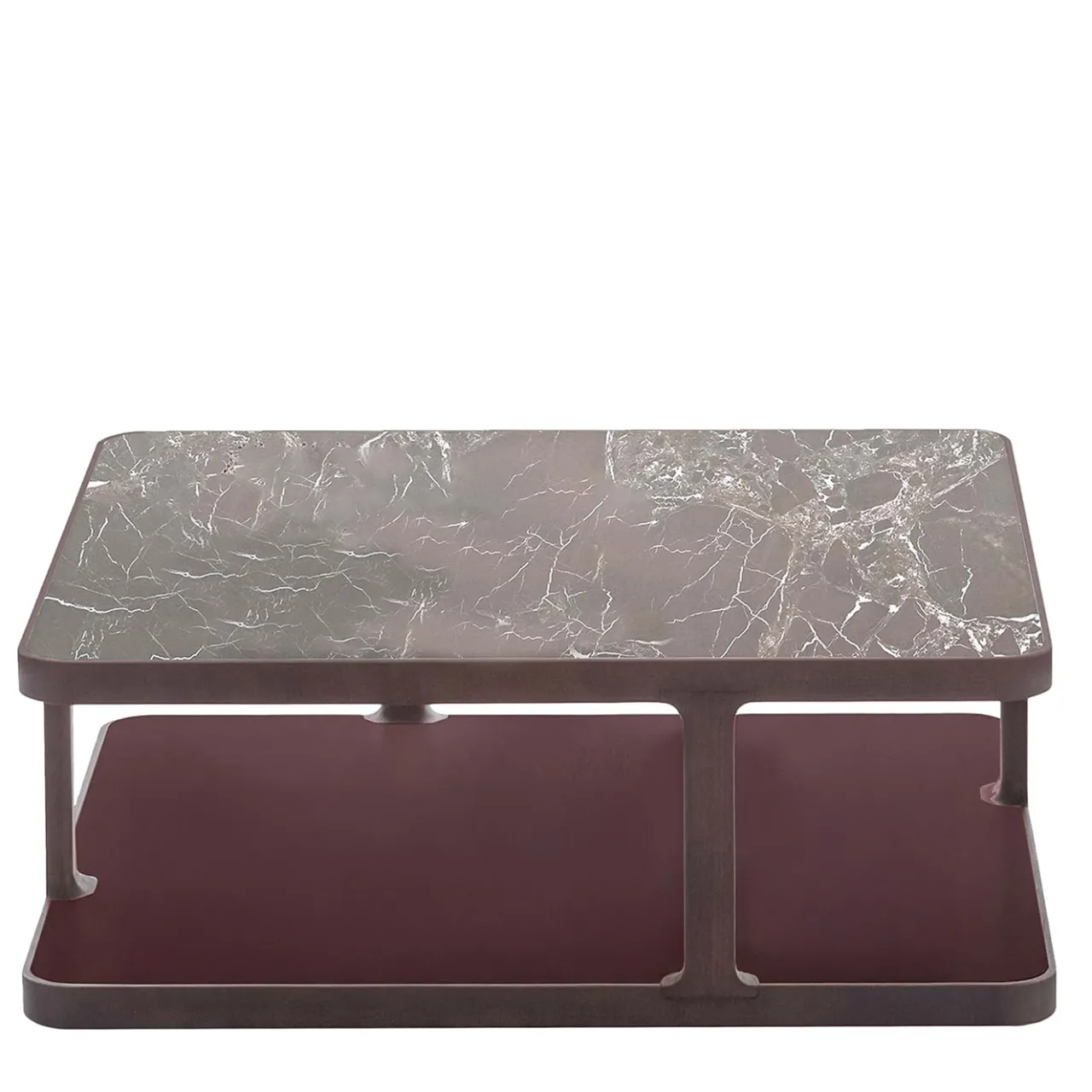 Alivar Coffee Tables<Toledo matte Amaranth solid ash wood Coffee Table with Rosso Levanto Marble Top