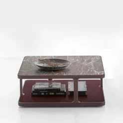 Alivar Coffee Tables<Toledo matte Amaranth solid ash wood Coffee Table with Rosso Levanto Marble Top
