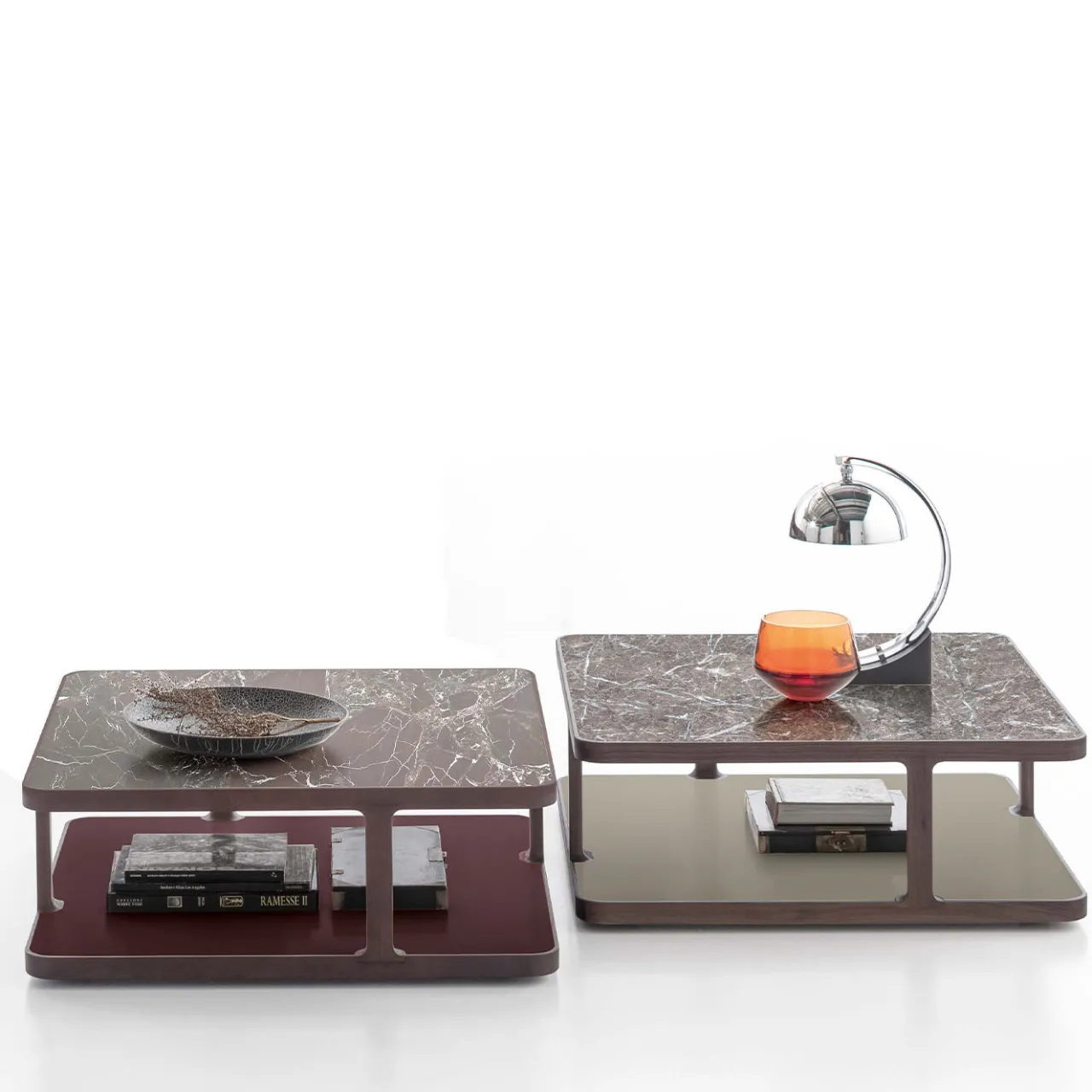 Alivar Coffee Tables<Toledo matte Amaranth solid ash wood Coffee Table with Rosso Levanto Marble Top