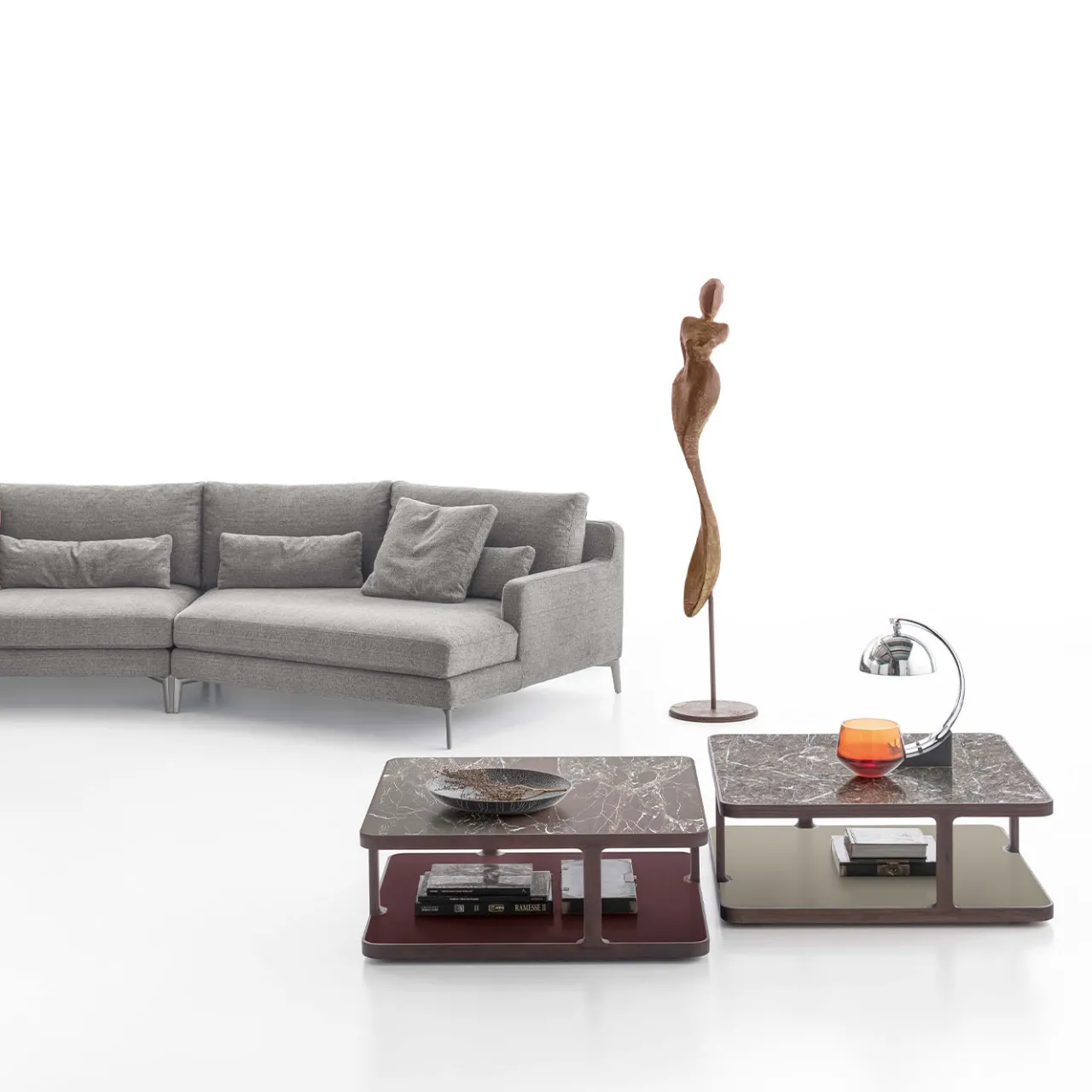 Alivar Coffee Tables<Toledo matte Amaranth solid ash wood Coffee Table with Rosso Levanto Marble Top