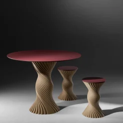 Elli Stools<Tork Beige Twisted Stool and Mini Side Table