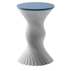 Elli Stools<Tork White Twisted Stool and Mini Side Table