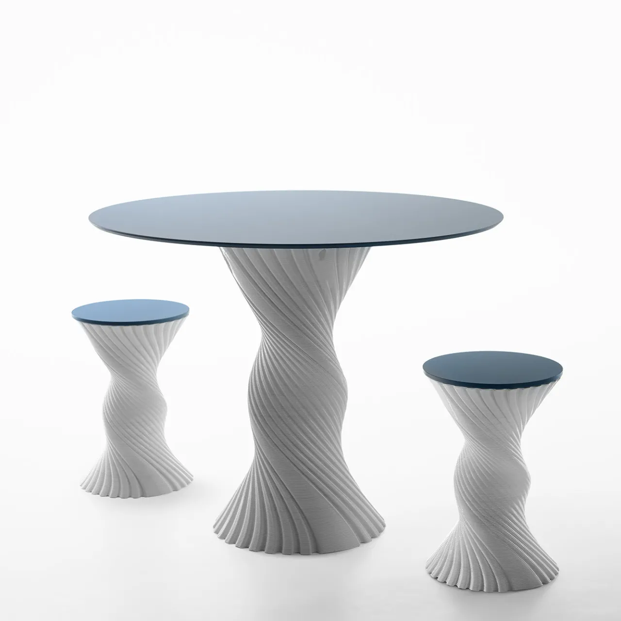 Elli Stools<Tork White Twisted Stool and Mini Side Table