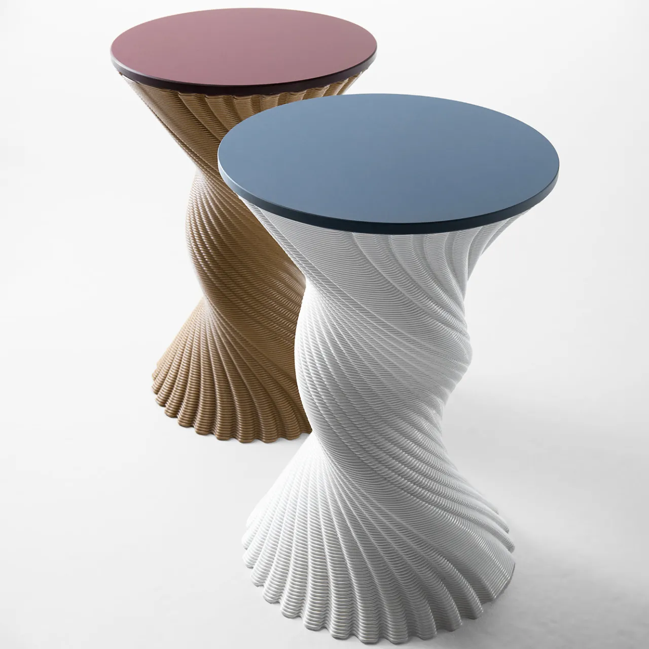 Elli Stools<Tork White Twisted Stool and Mini Side Table