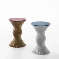 Elli Stools<Tork White Twisted Stool and Mini Side Table