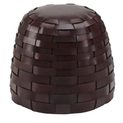Tonucci Collection Ottomans & Poufs<Trama Medium Round Chocolate Leather Pouf