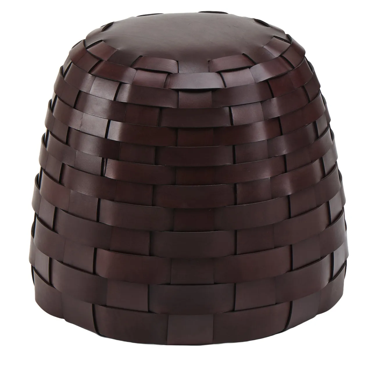 Tonucci Collection Ottomans & Poufs<Trama Medium Round Chocolate Leather Pouf
