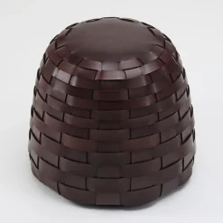 Tonucci Collection Ottomans & Poufs<Trama Medium Round Chocolate Leather Pouf