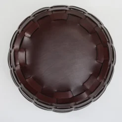 Tonucci Collection Ottomans & Poufs<Trama Medium Round Chocolate Leather Pouf