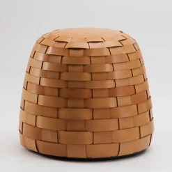 Tonucci Collection Ottomans & Poufs<Trama Medium Round Natural Leather Pouf