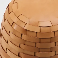 Tonucci Collection Ottomans & Poufs<Trama Medium Round Natural Leather Pouf