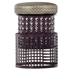 Da A Outdoor Chairs & Stools<Trame Small Round Purple Pouf with Gray Cushion