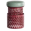 Da A Outdoor Chairs & Stools<Trame Small Round Red Pouf with Green Cushion