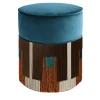 Lorenza Bozzoli Couture Ottomans & Poufs<Treasure Blue Velvet Brown Fringes Pouf by Lorenza Bozzoli