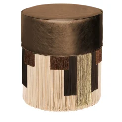 Lorenza Bozzoli Couture Ottomans & Poufs<Treasure Brown Metallic Leather Pouf by Lorenza Bozzoli