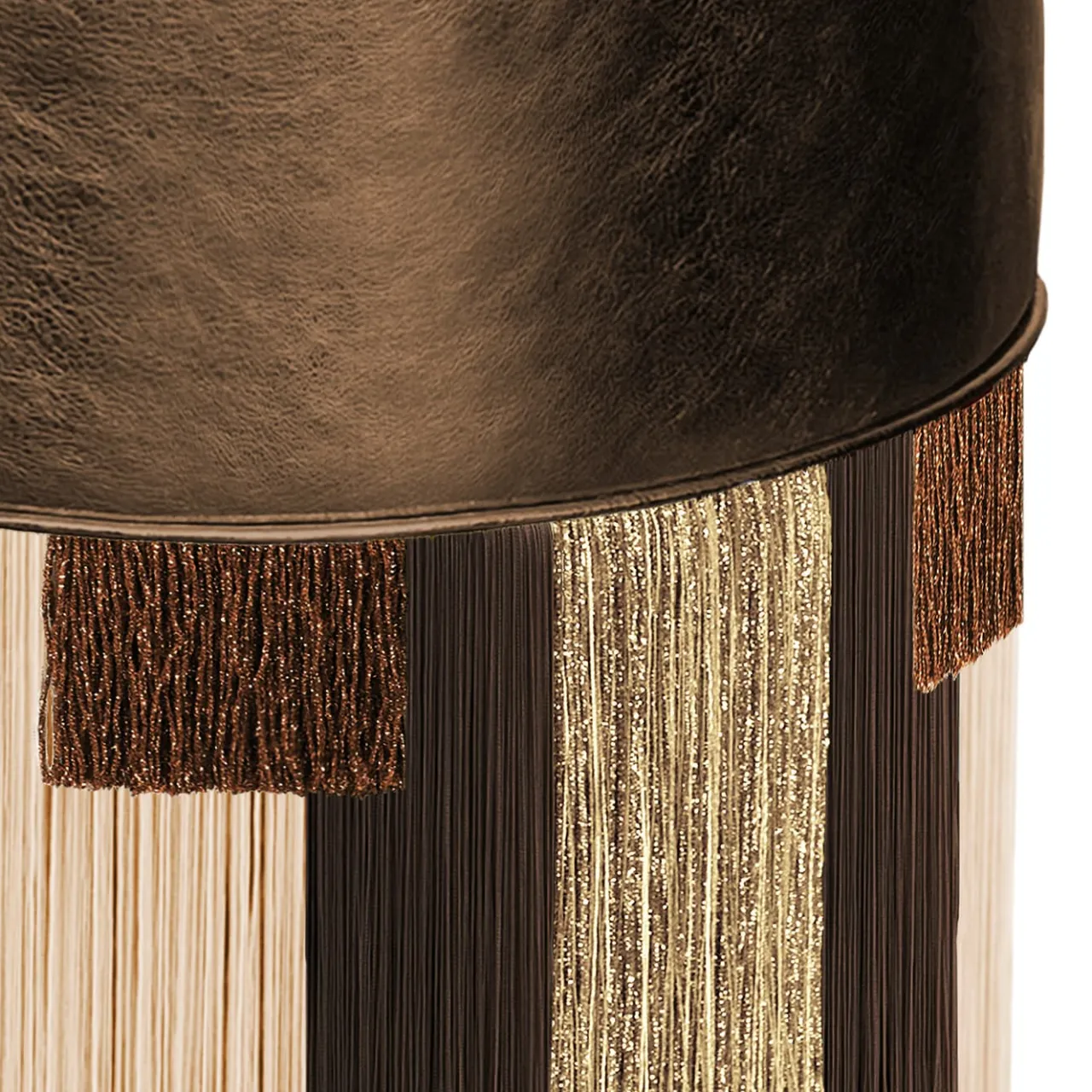 Lorenza Bozzoli Couture Ottomans & Poufs<Treasure Brown Metallic Leather Pouf by Lorenza Bozzoli