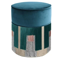 Lorenza Bozzoli Couture Ottomans & Poufs<Treasure Sapphire Blue Velvet Pouf by Lorenza Bozzoli