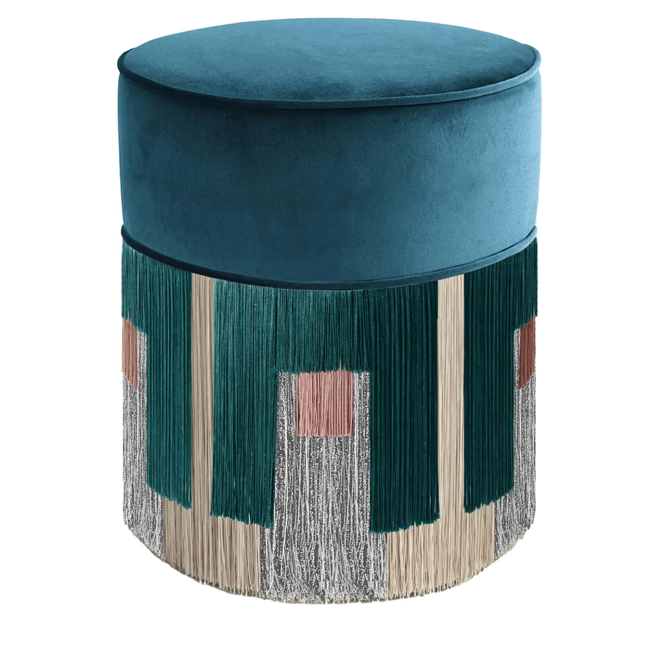 Lorenza Bozzoli Couture Ottomans & Poufs<Treasure Sapphire Blue Velvet Pouf by Lorenza Bozzoli