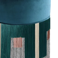Lorenza Bozzoli Couture Ottomans & Poufs<Treasure Sapphire Blue Velvet Pouf by Lorenza Bozzoli
