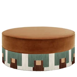 Lorenza Bozzoli Couture Ottomans & Poufs<Treasure Tobacco Velvet Large Pouf by Lorenza Bozzoli