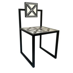 Francesco Della Femina Outdoor Chairs & Stools<Trellis Black & White Tiles Outdoor Chair