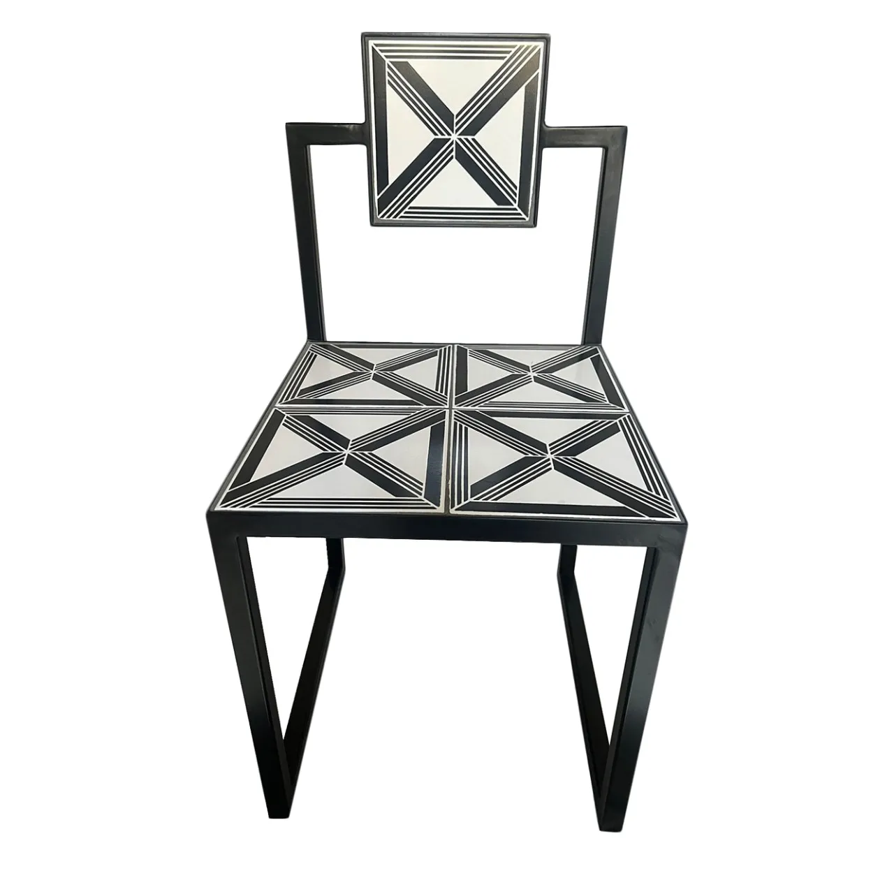 Francesco Della Femina Outdoor Chairs & Stools<Trellis Black & White Tiles Outdoor Chair